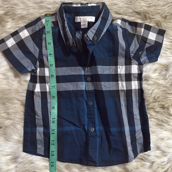 Burberry Baby Boy Navy Blue Checked Shirt 18 Months - Picture 2 of 10